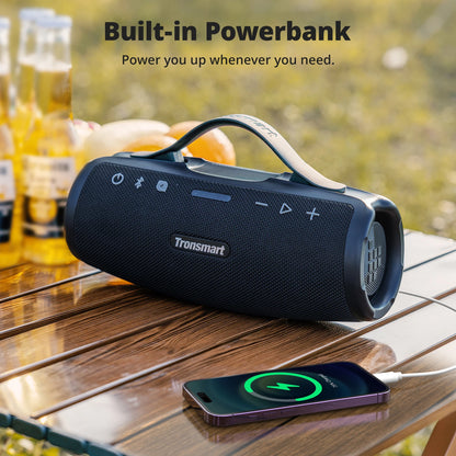 Tronsmart Mirtune S100 Bluetooth Speaker, 50W Powerful Sound, IPX7 Waterproof, Retractable Handle, Built-in Power Bank