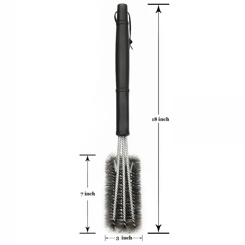 BBQ Grill Cleaning Brush – 3-in-1 Stainless Steel Bristle Brush for Easy Grill Cleaning