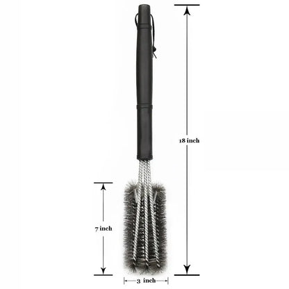 BBQ Grill Cleaning Brush – 3-in-1 Stainless Steel Bristle Brush for Easy Grill Cleaning