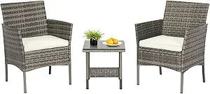 5-Piece Outdoor Patio Furniture Set – Wicker Rattan Sectional Sofa & Chairs for Backyard & Porch