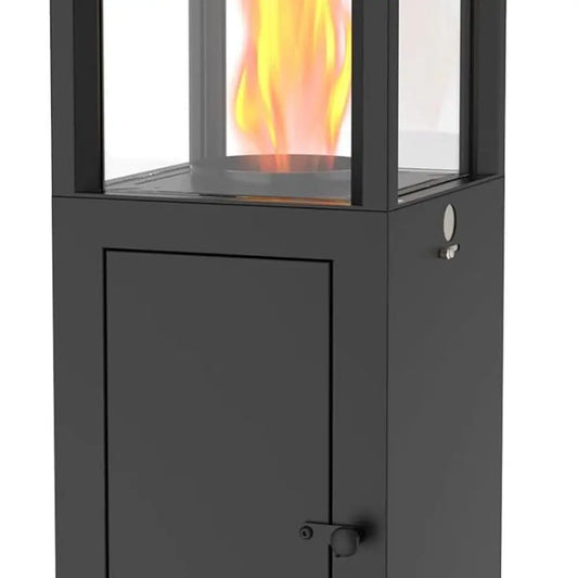 Wood Pellets Patio Heater with Wheels and Ash Box, Safe and Adjustable Outdoor Heaters for Patio. Outdoor Fire Pit