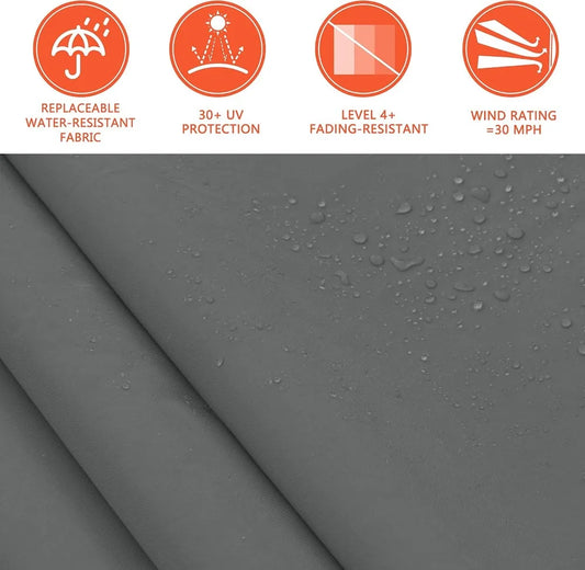 12' x 10' Manual Retractable Outdoor Awning with Crank Handle & Canopy for Patio, Deck & Backyard
