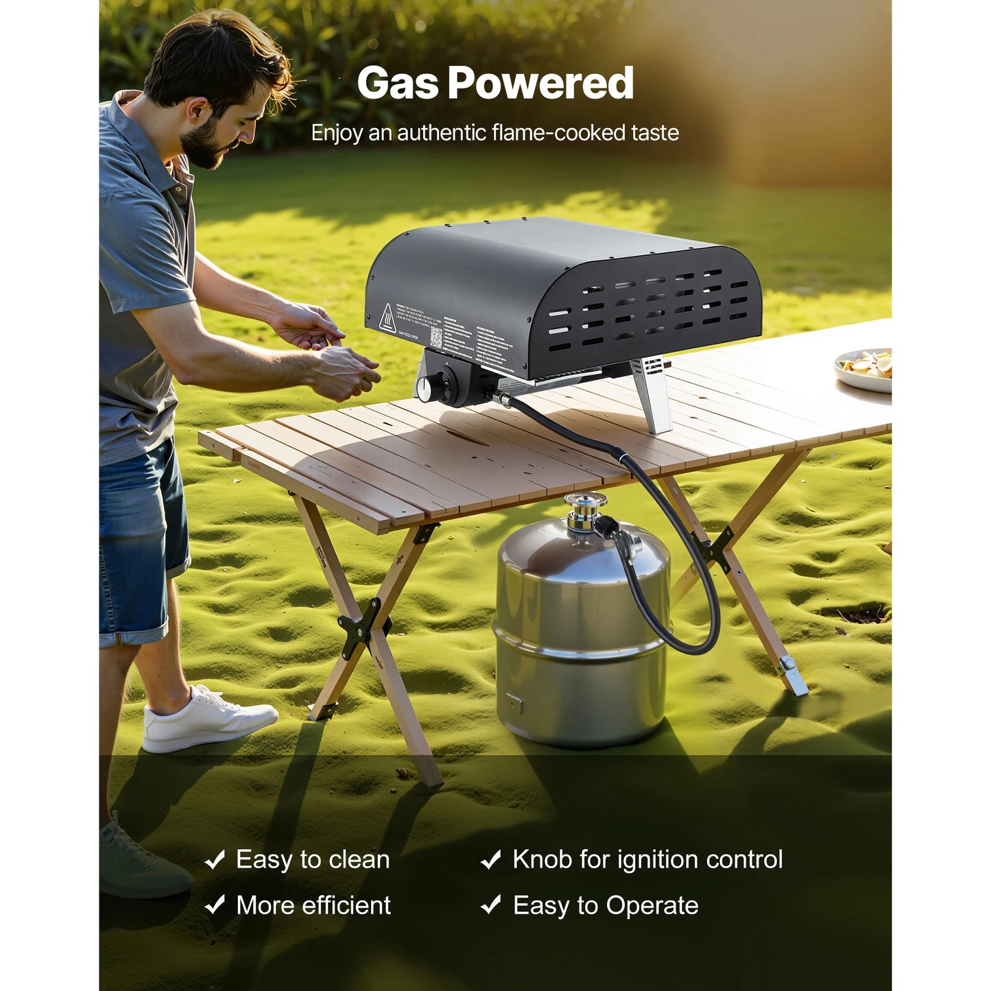 SucceBuy 12" Portable Propane Outdoor Pizza Oven – Includes Pizza Stone & Carry Bag.