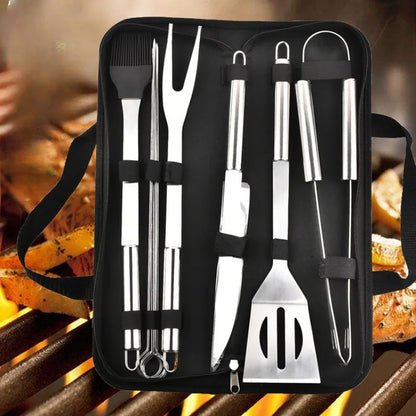 Stainless Steel BBQ Tool Set – Outdoor Grill Accessories Kit with Portable Storage Bag