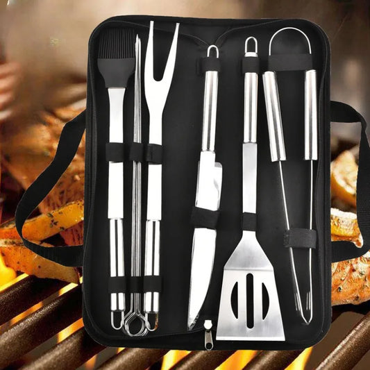 Stainless Steel BBQ Tool Set – Outdoor Grill Accessories Kit with Portable Storage Bag