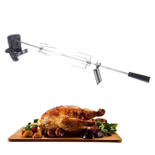 Electric BBQ Rotisserie Spit Roaster Kit – Outdoor Grill Rotisserie with 120 cm Rod and Power Cable for Barbecue Cooking