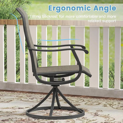 5-Piece Outdoor Dining Set with Textilene Swivel Chairs & 40.6" Round Metal Table