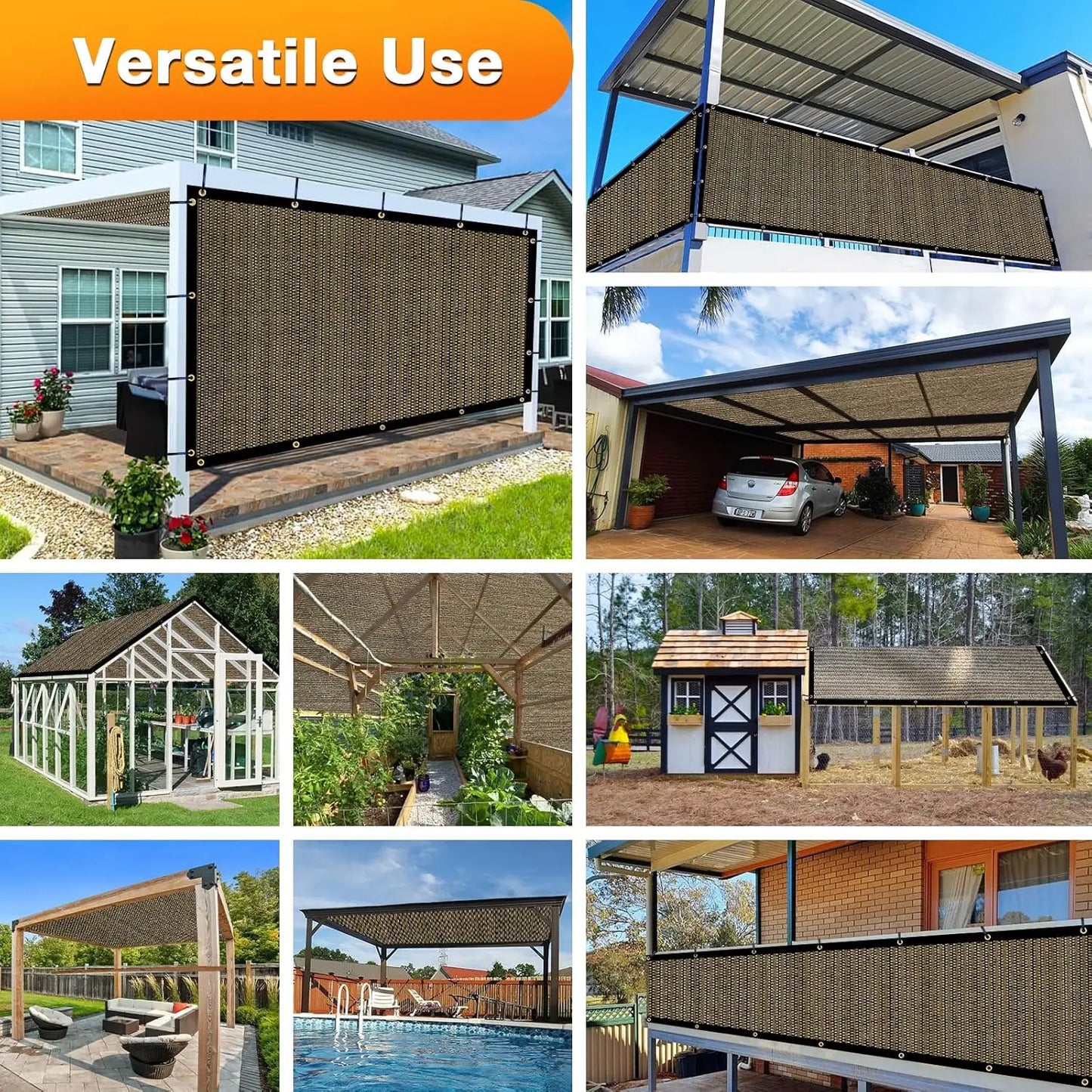 20' x 24' Outdoor Pergola Shade Cover with Grommets, 90% UV Protection