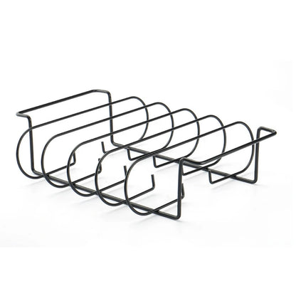 BBQ Rib Rack for Grill – Non-Stick Steel Roasting Stand Holds 4 Ribs