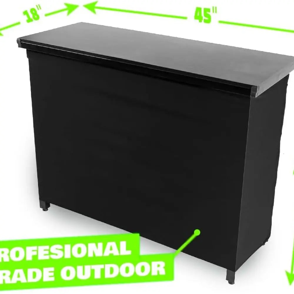 Portable Outdoor Bar Station with Folding Counter and Black Skirt - Travel Table Set for Bartending