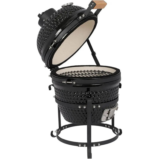 13" Portable Ceramic Charcoal Grill & Smoker