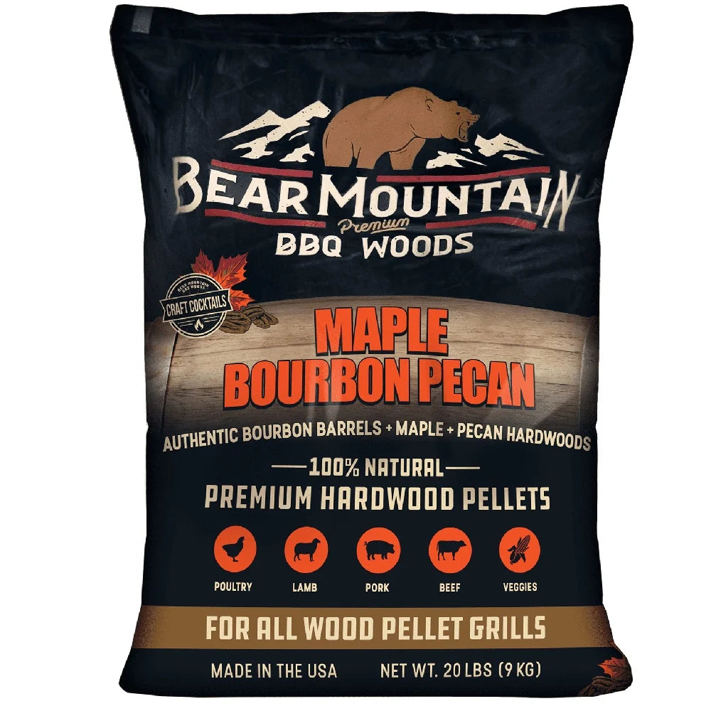 Natural Maple Bourbon Pecan BBQ Wood Pellets 20lbs- Premium Grilling Smoking Fuel Hardwood Flavor- Infusion BBQ Cooking
