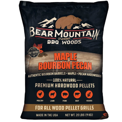 Natural Maple Bourbon Pecan BBQ Wood Pellets 20lbs- Premium Grilling Smoking Fuel Hardwood Flavor- Infusion BBQ Cooking