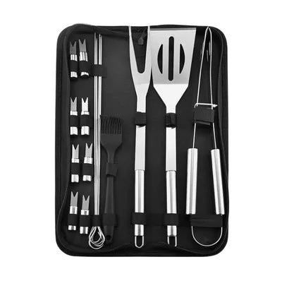Stainless Steel BBQ Tool Set – Outdoor Grill Accessories Kit with Portable Storage Bag