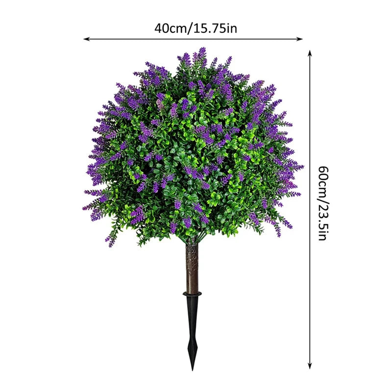 2PCS Outdoor Artificial Topiary Ball Trees UV Resistant Faux Bushes Potted Plants Door Porch Decoration Artificial Ball Trees