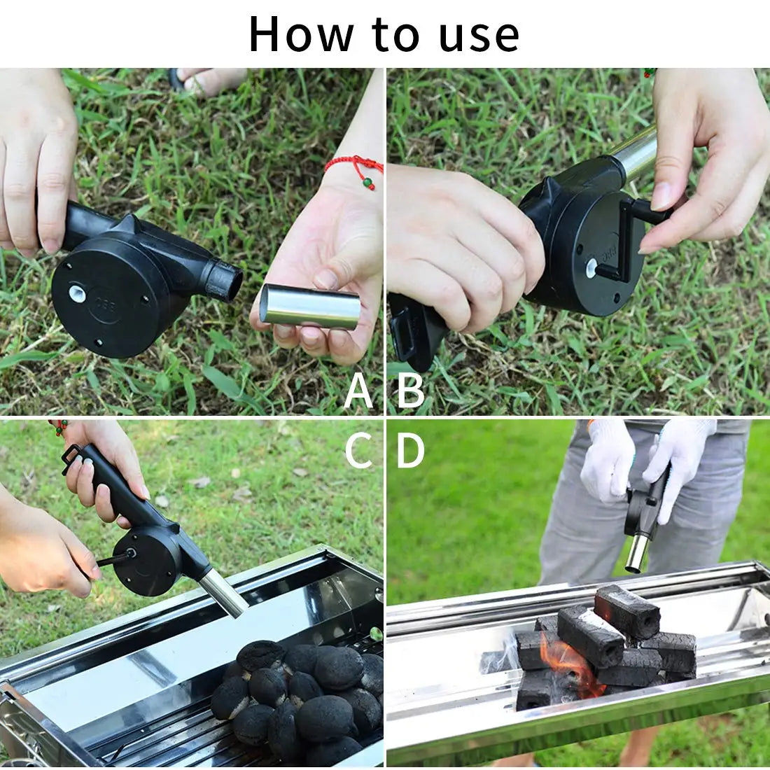 Hand-Crank BBQ Air Blower – Mini Portable Fire Bellows Fan for Grill, Camping & Outdoor Cooking