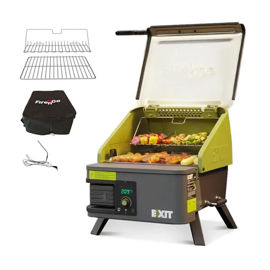 20V Portable Wood Pellet Grill Smoker, Electric Tabletop Pellet Smoker with 287 Sq. In. Cooking Area & Temperature Control