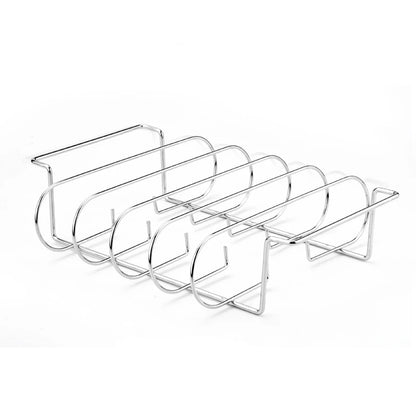 BBQ Rib Rack for Grill – Non-Stick Steel Roasting Stand Holds 4 Ribs