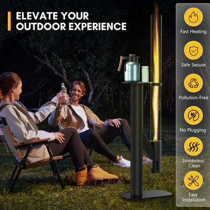 67" Outdoor Wood Pellet Patio Heater – Smokeless Fire Pit Stove.