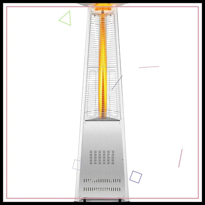 42,000 BTU Outdoor Propane Heater with Tip-Over Protection, Quartz Glass Tube, Wheels for Patio Heating