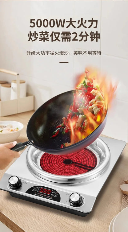 High Power Concave Induction Cooktop Ceramic Multifunctional Hot Pot BBQ Stir Fry Burner Compatible with All Pots