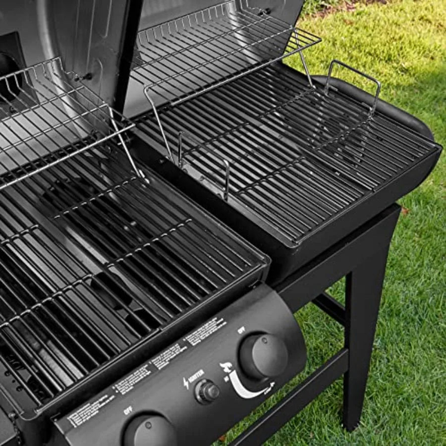 2-Burner Propane & Charcoal Combo Grill and Smoker with 870 Sq. In. Cooking Area
