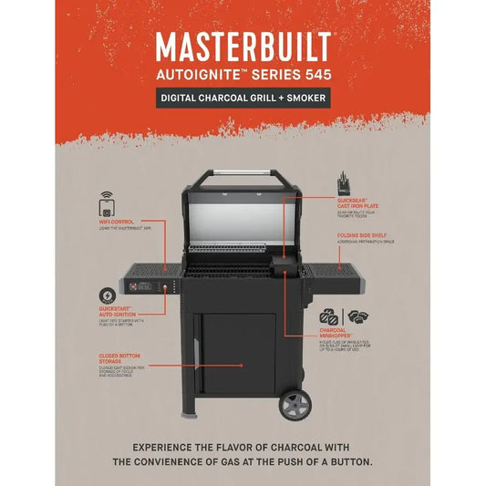 545 Digital Charcoal Grill and Smoker Combo – Digital Control, App Connectivity, Sear Plate & Mini Hopper