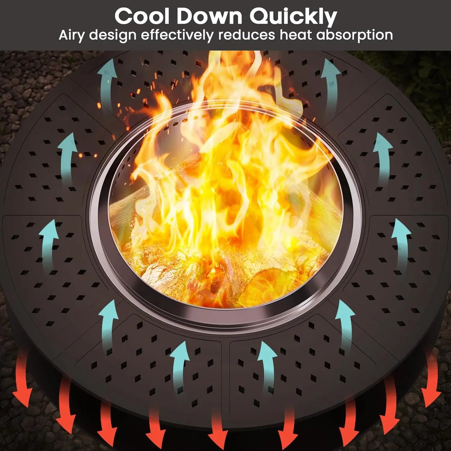 48" Fire Pit Tabletop for Solo Stove Yukon, Bonfire & Tiki, Portable Protective Barrier Equal Width Design with Firewood