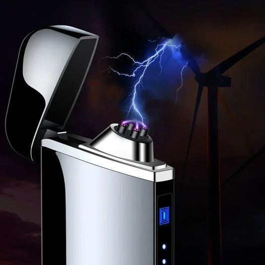 Double Arc Plasma Lighter – USB Rechargeable, Windproof with LED Display