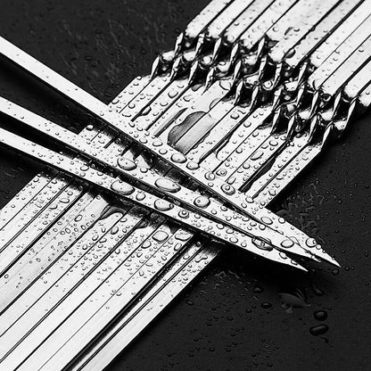 10/15-Piece Stainless Steel BBQ Skewers – Reusable Barbecue Kebab Skewers for Outdoor Camping & Picnics