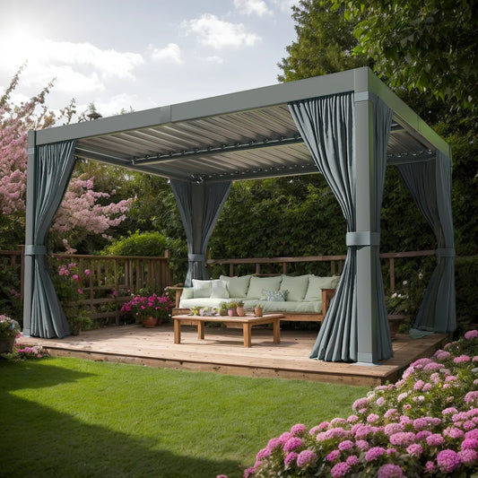 VIWAT Louvered Aluminum Pergola with Waterproof Roof, All-Weather Rust-Resistant Design (10' x 12' / 12' x 20')