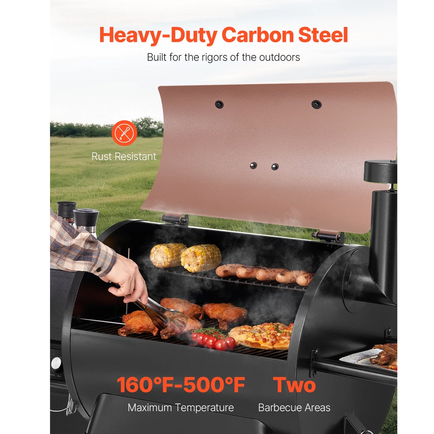 SucceBuy Wood Pellet Grill Smoker with Wi-Fi App Control, LCD Screen Controller & Outdoor BBQ Cooking
