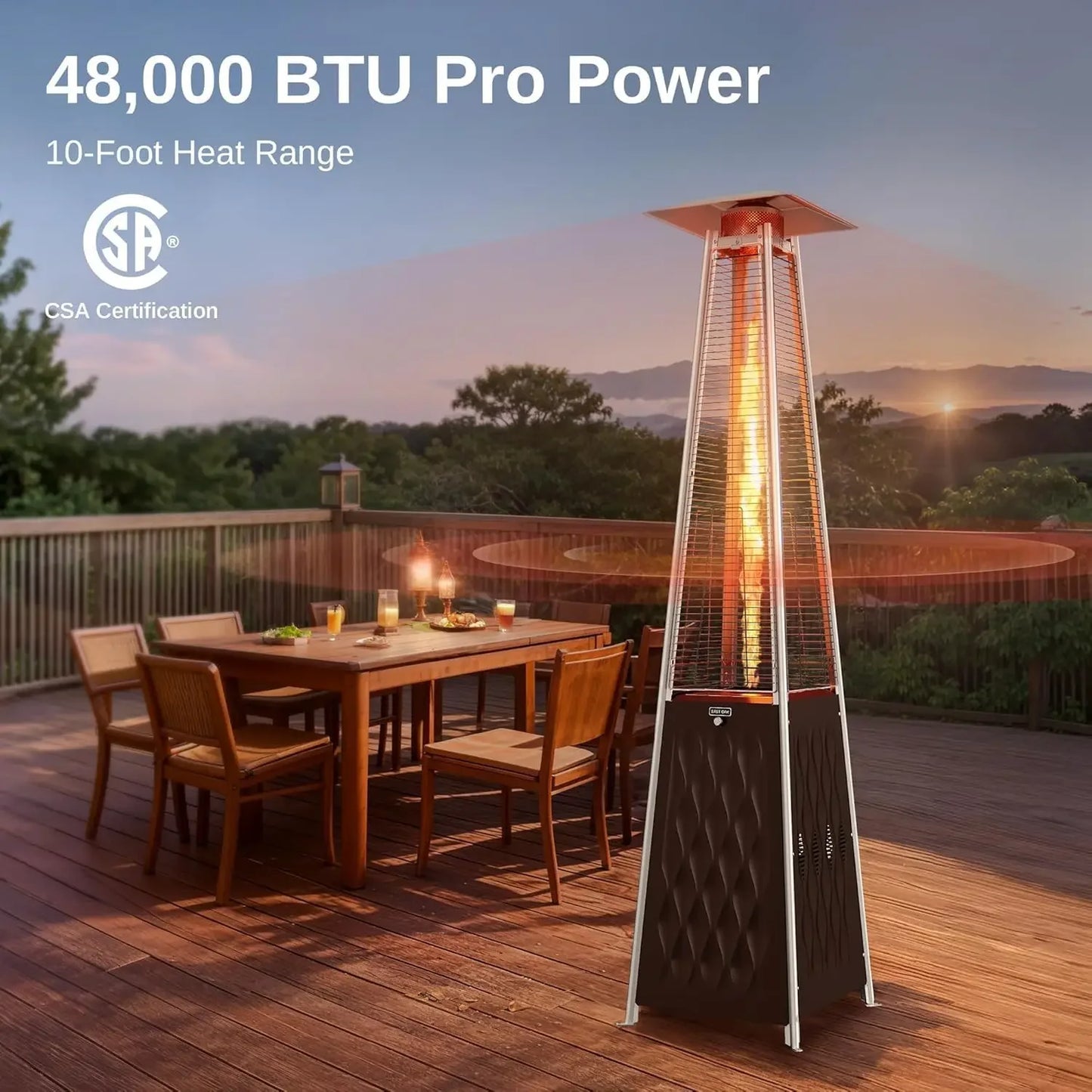 Best seller [Limited Stock!]48,000 BTU Quartz Glass Tube Propane Outdoor Heater with Wheels
