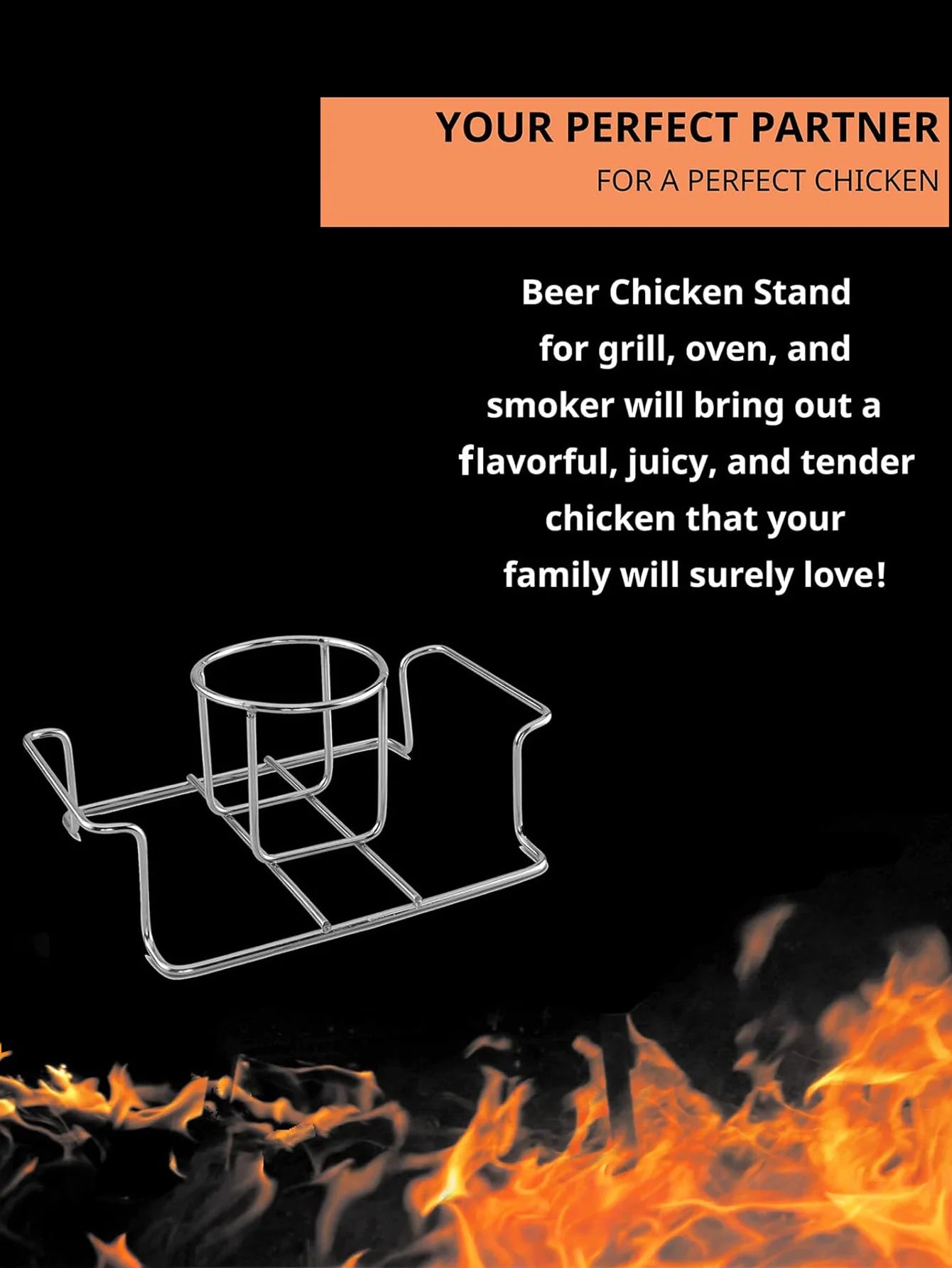 Beer Can Chicken Holder – Stainless Steel Chicken Roaster Stand with Handle for Grill & Smoker