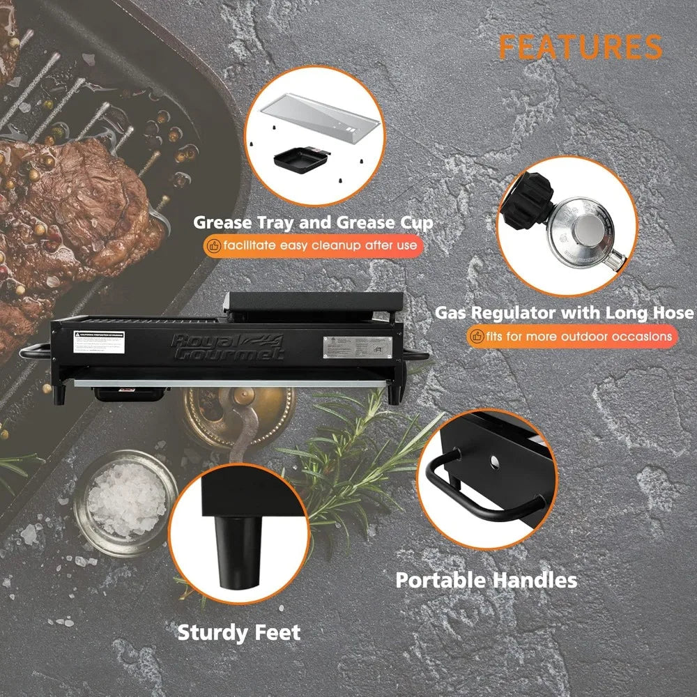 GD4002T 4-Burner Tailgater Grill and Griddle Combo, Portable Flat Top Propane Gas Grill with 40,000 BTUs Output for Backyard or Camping.