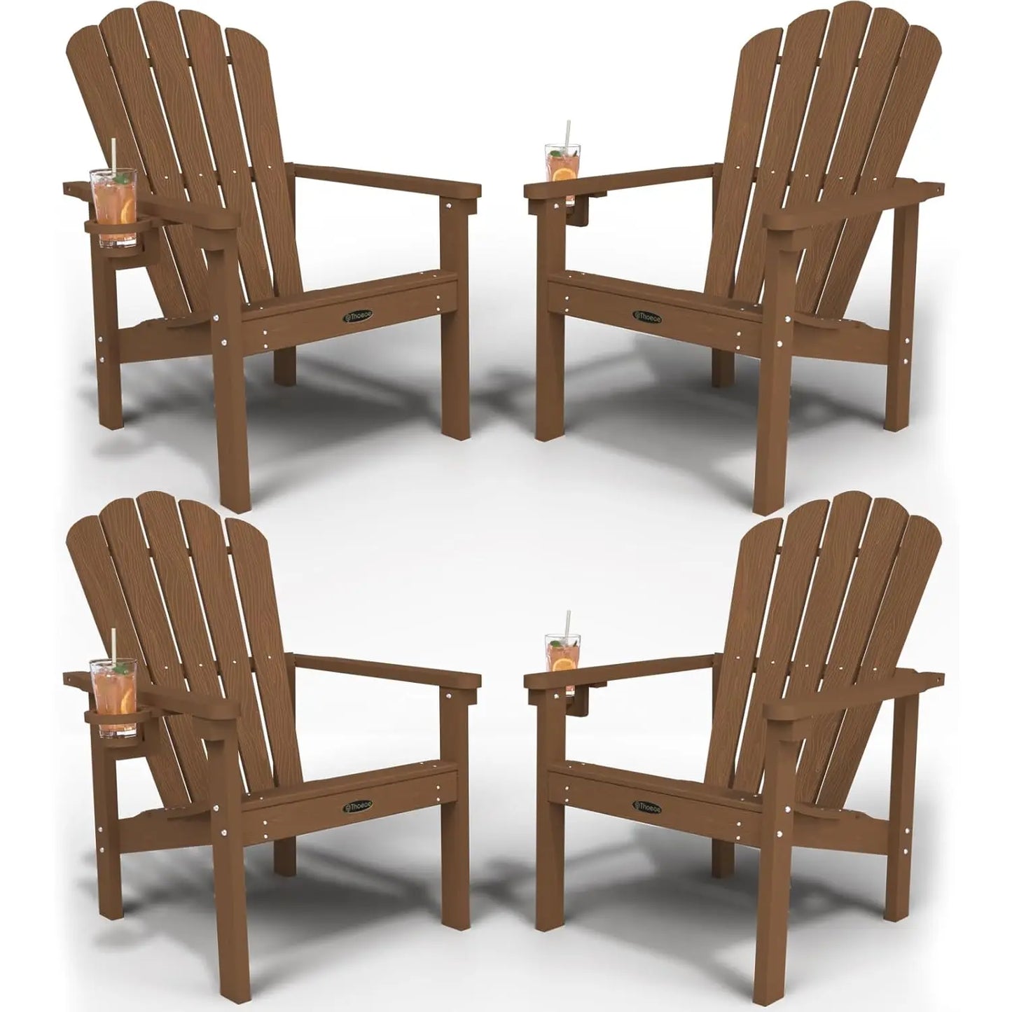 Set of 4 Stackable Adirondack Chairs – HDPE All-Weather Outdoor Chairs, Durable & Space-Saving