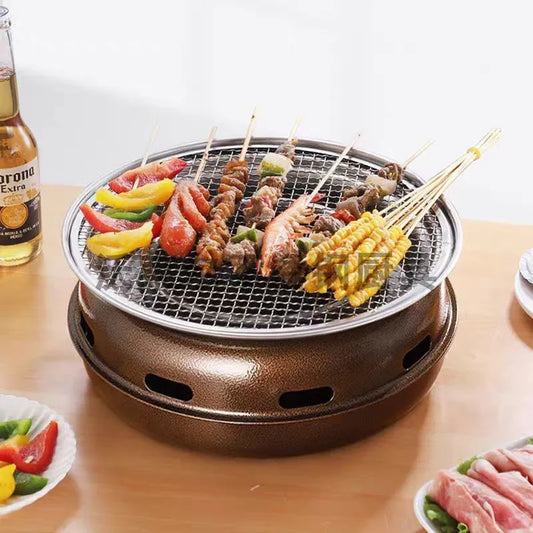 Korean-Style Round Portable Charcoal BBQ Grill – Tabletop Grill for Outdoor, Camping, Backyard & Picnic Cooking