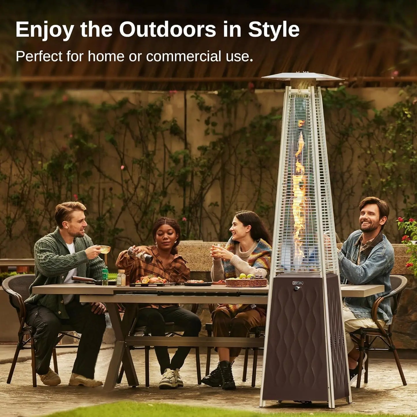 Best seller [Limited Stock!]48,000 BTU Quartz Glass Tube Propane Outdoor Heater with Wheels