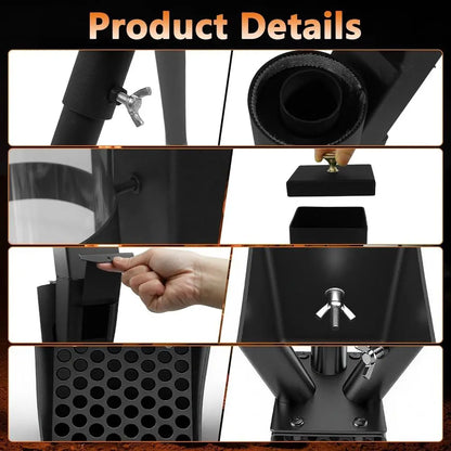 58" Portable Outdoor Wood Pellet Heater - For Patio, Garden, Beach, RV, and Outdoor Dining (Black)