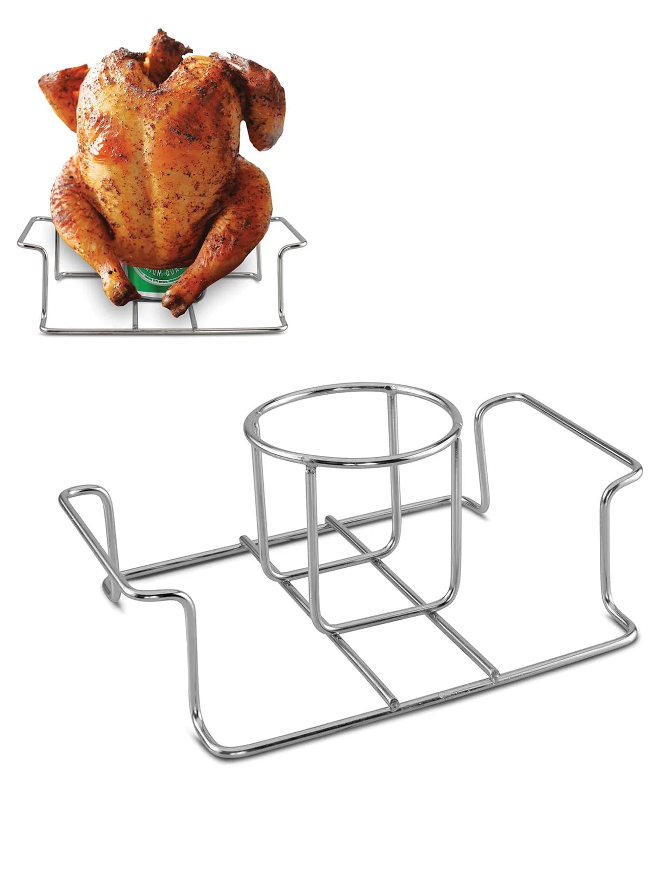 Beer Can Chicken Holder – Stainless Steel Chicken Roaster Stand with Handle for Grill & Smoker