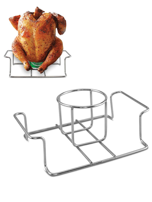 Beer Can Chicken Holder – Stainless Steel Chicken Roaster Stand with Handle for Grill & Smoker