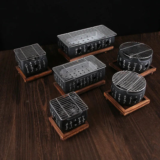 Mini Charcoal BBQ Grill – Portable Small Barbecue Stove & Grill Tray for Home, Outdoor Cooking & Camping