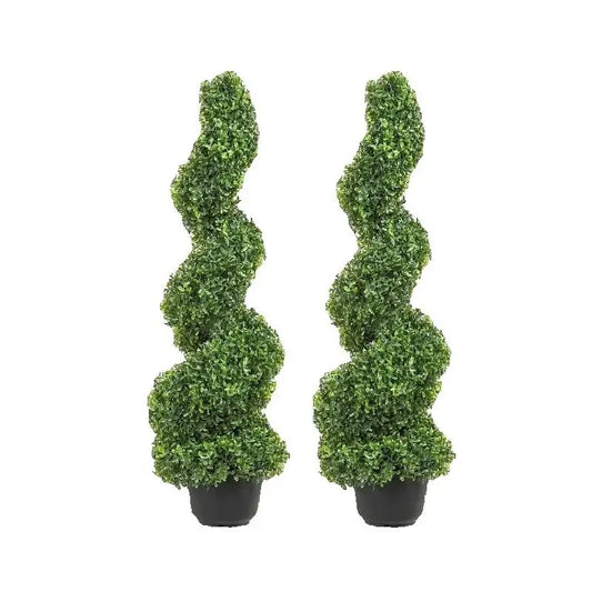 24/36/48in high Decorative Plants Green Plastic PE 1/2pcs Artificial Boxwood Tower Topiary Spiral Artificial Plant.