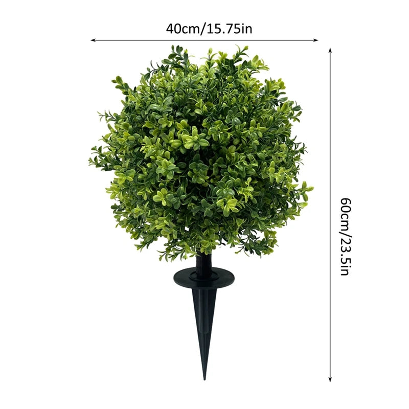2PCS Outdoor Artificial Topiary Ball Trees UV Resistant Faux Bushes Potted Plants Door Porch Decoration Artificial Ball Trees