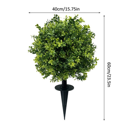 2PCS Outdoor Artificial Topiary Ball Trees UV Resistant Faux Bushes Potted Plants Door Porch Decoration Artificial Ball Trees