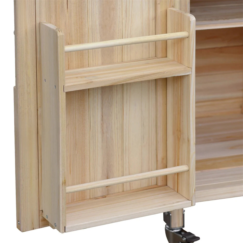 Portable Bar Tables- Outdoor Grill Prep Table with Storage- Tabletop Spice Rack- Internal Storage Racks- 4 Locking Mobile Wheels