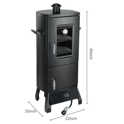 Heavy-Duty Vertical Propane Smoker with Cover & 3 Removable Racks