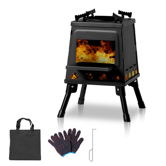 Portable Folding Wood Stove Grill – Windproof Barbecue Oven for Camping, Picnic & Outdoor Cooking