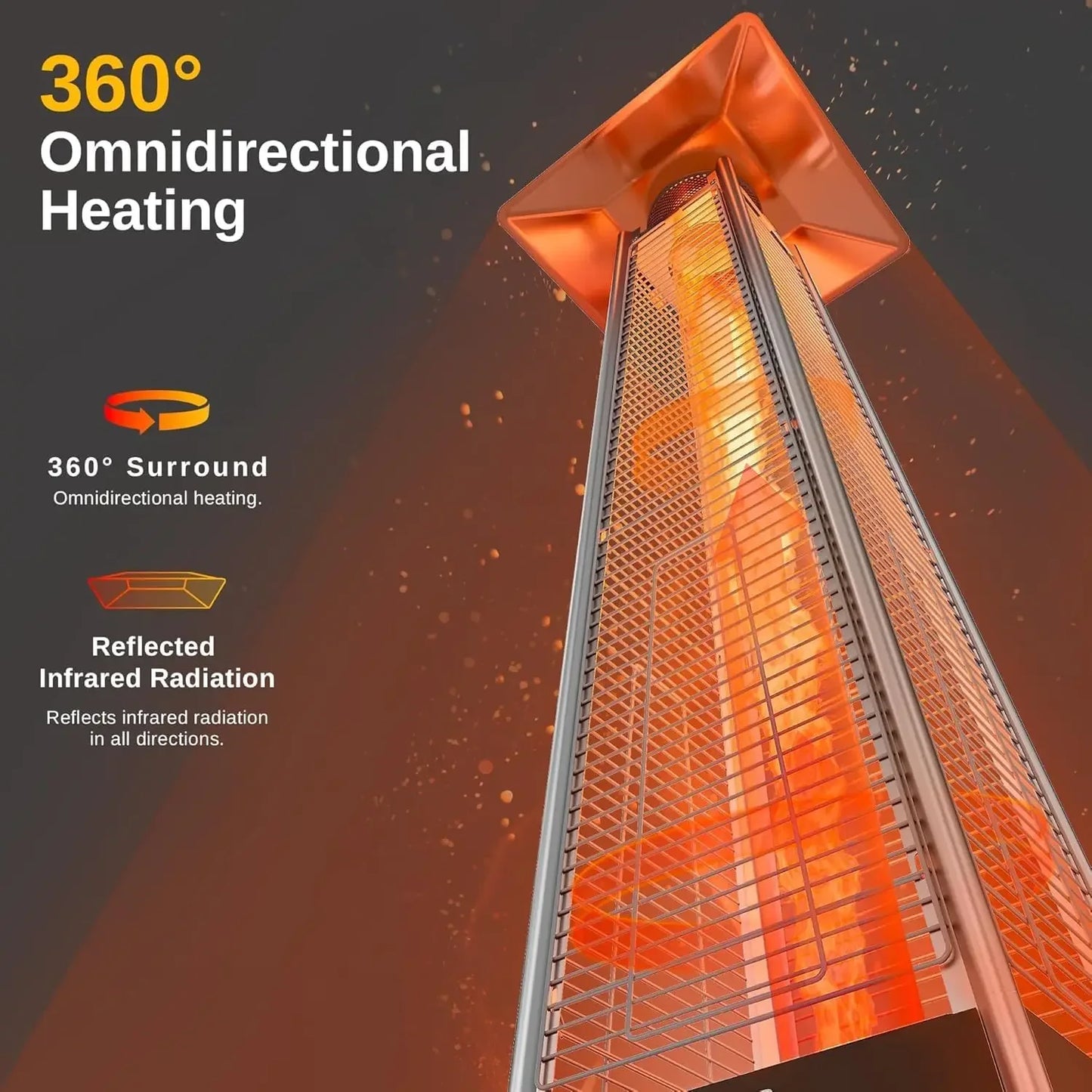 Best seller [Limited Stock!]48,000 BTU Quartz Glass Tube Propane Outdoor Heater with Wheels