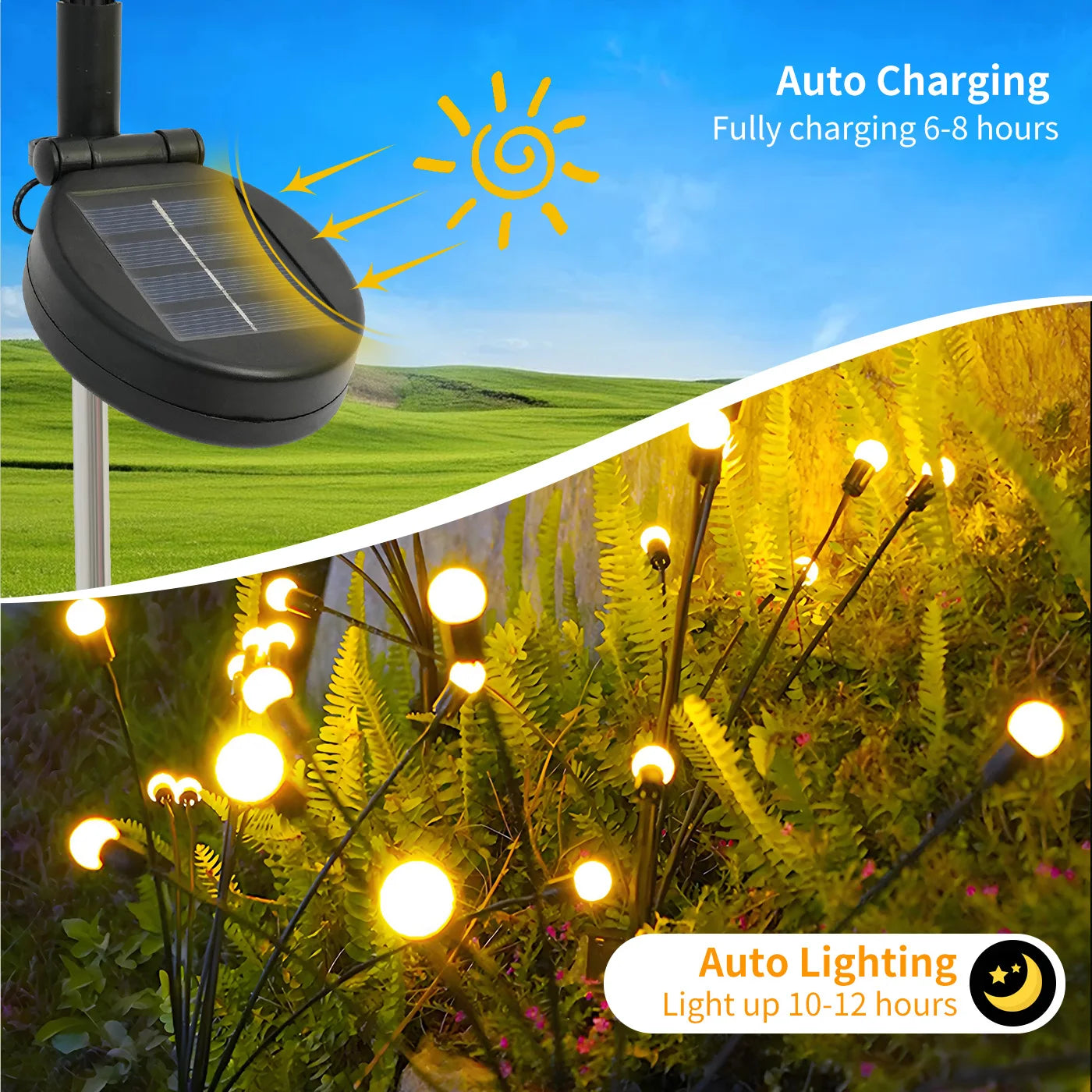 8-Head Solar Firefly Lights LED- Solar Outdoor Decorative Garden Lights Waterproof High Flexibility